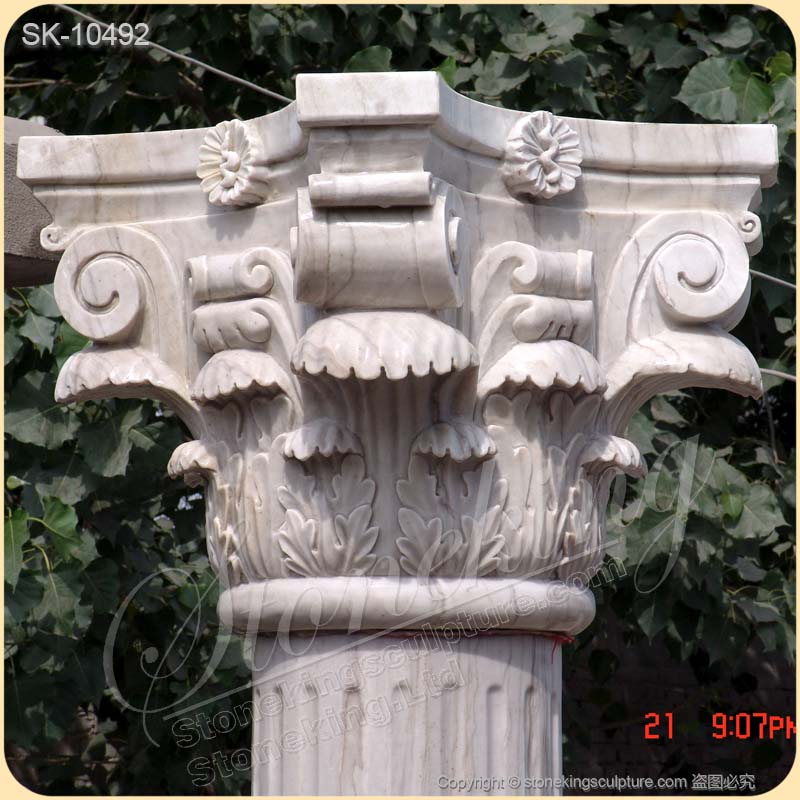 Classic Natural Marble Ancient Greek Corinthina Column for outdoor indoor architecture for sale