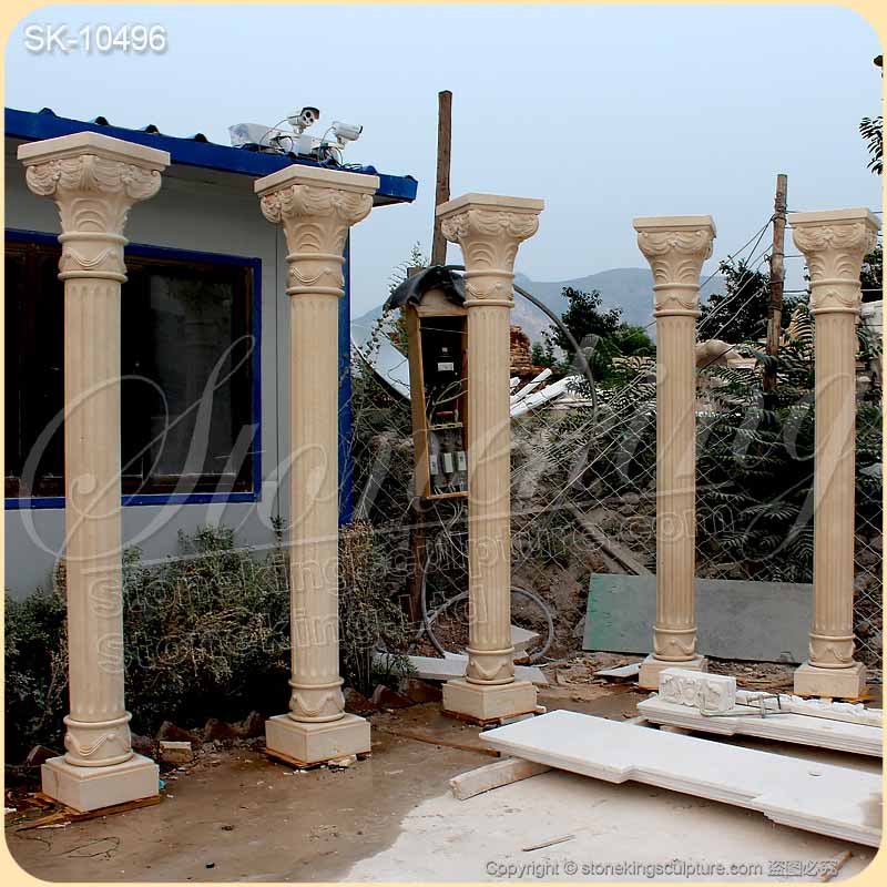 Factory Price Natural Beige Marble Modern Front Porch Columns for outdoor architecture for sale