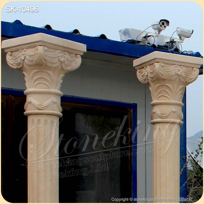 Factory Price Natural Beige Marble Modern Front Porch Columns for outdoor architecture for sale