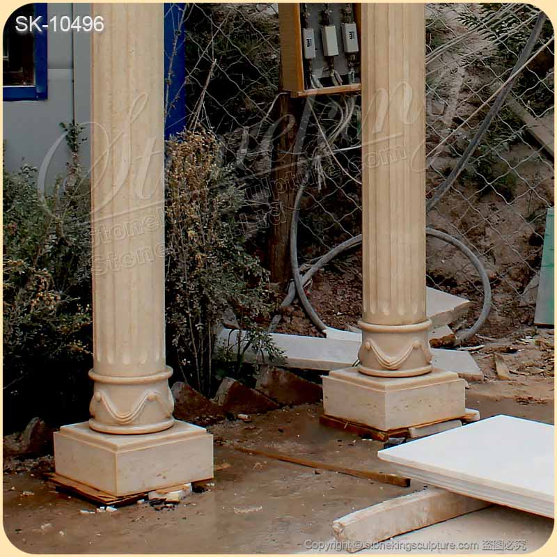 Factory Price Natural Beige Marble Modern Front Porch Columns for outdoor architecture for sale