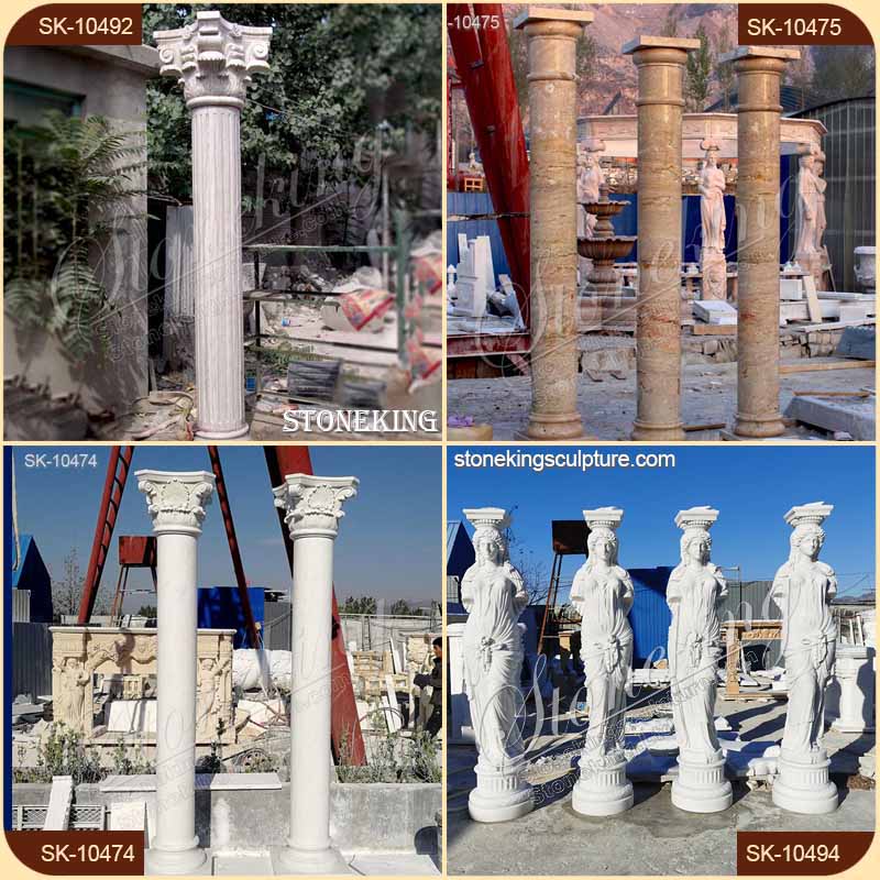 Factory Price Natural Beige Marble Modern Front Porch Columns for outdoor architecture for sale