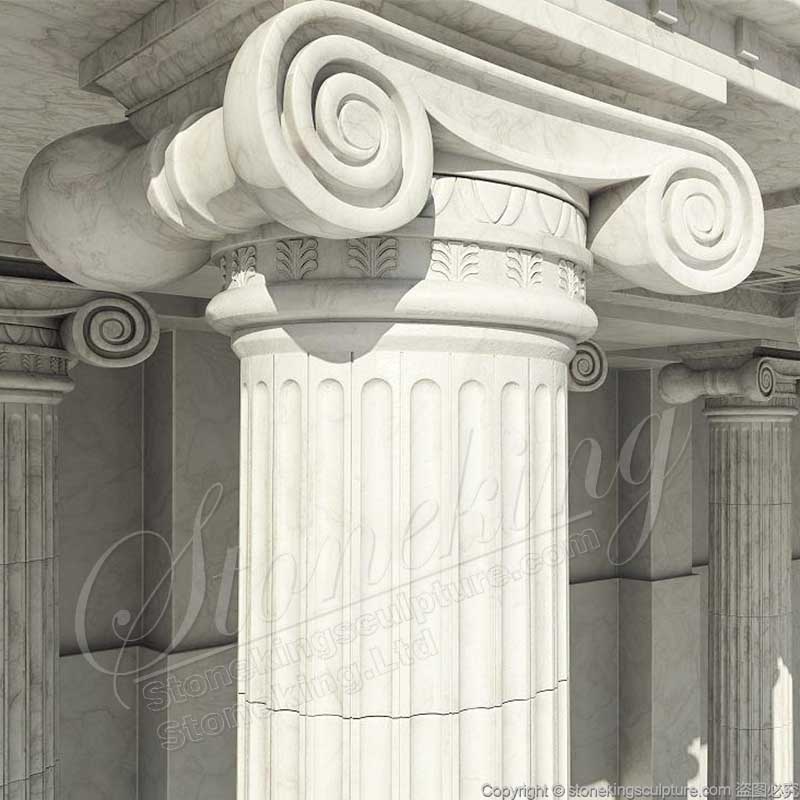 Decorative Hand Carved Solid Marble Ancient Roman Ionic Pillar for interior building ornmament for sale