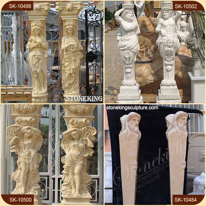 Beautitul Outdoor Decoration Greek Woman Statue White Marble Caryatid Columns for sale