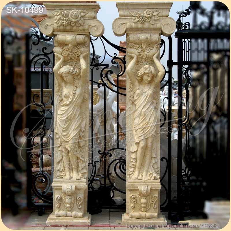 Large Decorative Building Design Caryatid Marble Roman Woman Statue Column Pillars for sale