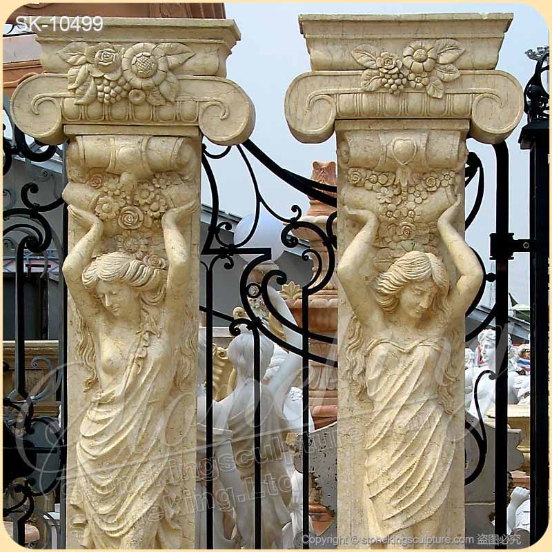 Large Decorative Building Design Caryatid Marble Roman Woman Statue Column Pillars for sale