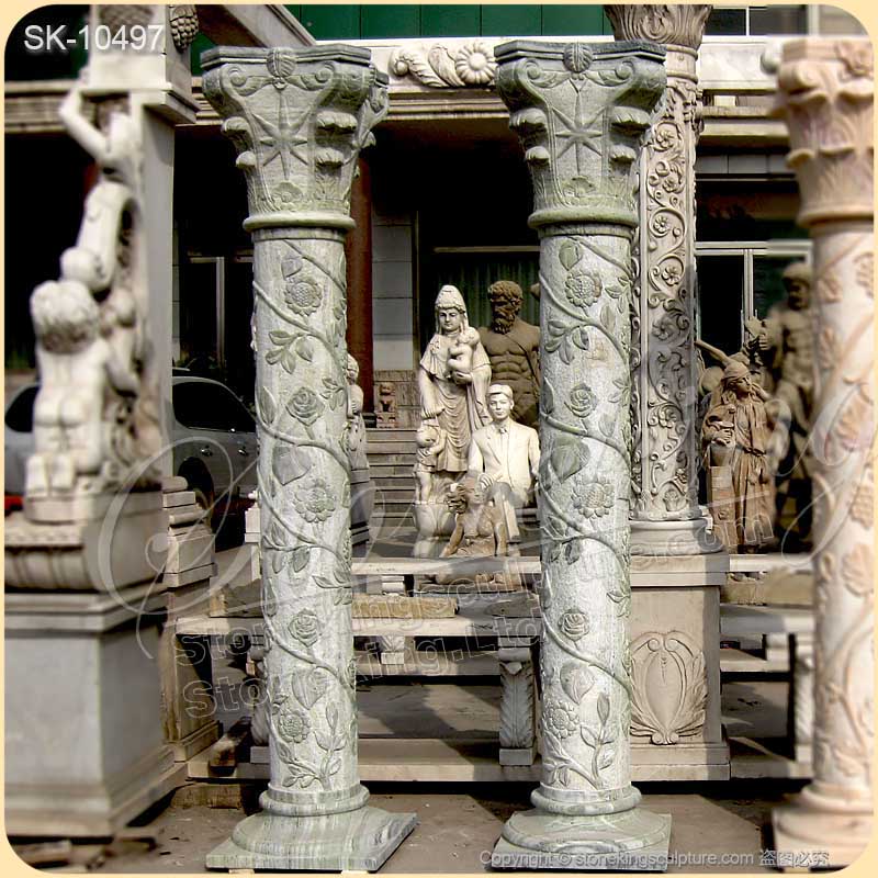 Modern Natural Green Marble Exterior Support Column for Architecture or Porch for sale