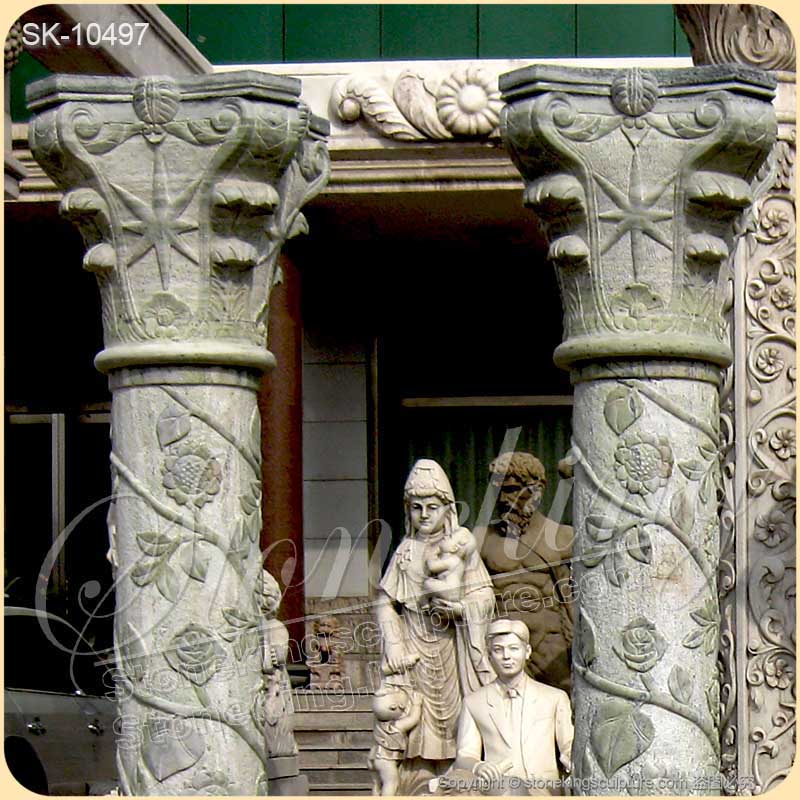 Modern Natural Green Marble Exterior Support Column for Architecture or Porch for sale