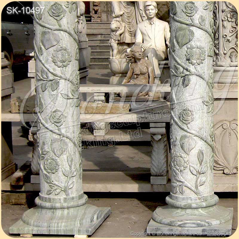 Modern Natural Green Marble Exterior Support Column for Architecture or Porch for sale