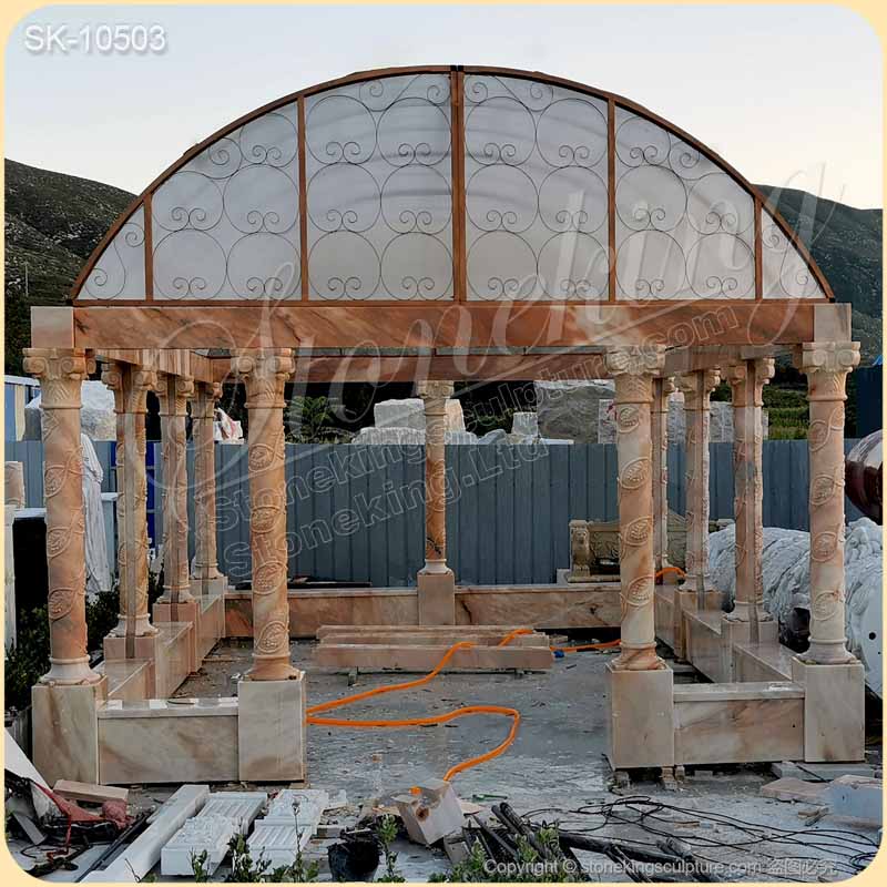 Top Quality Outdoor Rectangular Marble Gazebo with Columns for Garden Landscape for sale