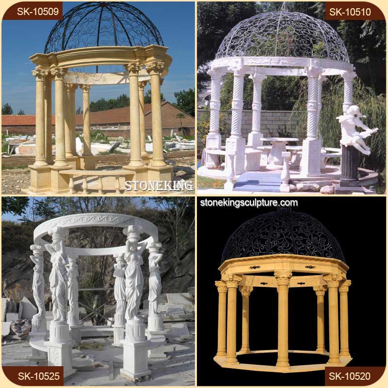 Top Quality Outdoor Rectangular Marble Gazebo with Columns for Garden Landscape for sale