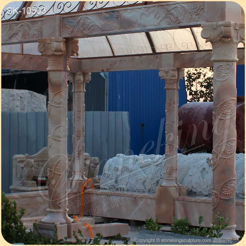 Top Quality Outdoor Rectangular Marble Gazebo with Columns for Garden Landscape for sale