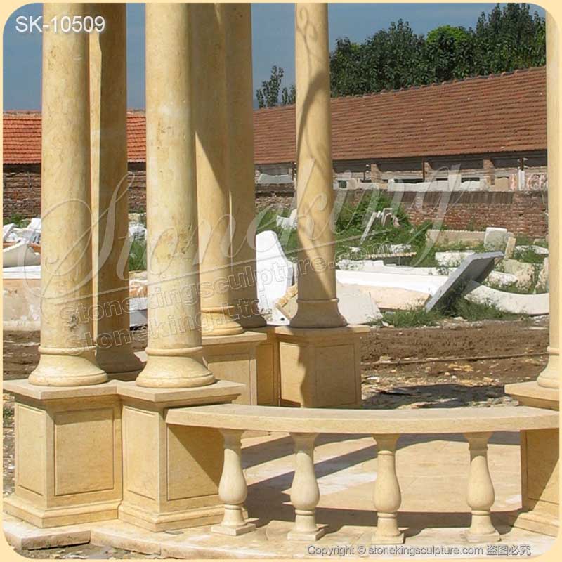 eautiful Yellow Marble Outdoor Patio Gazebo with Corinthian Columns for home decor for sale