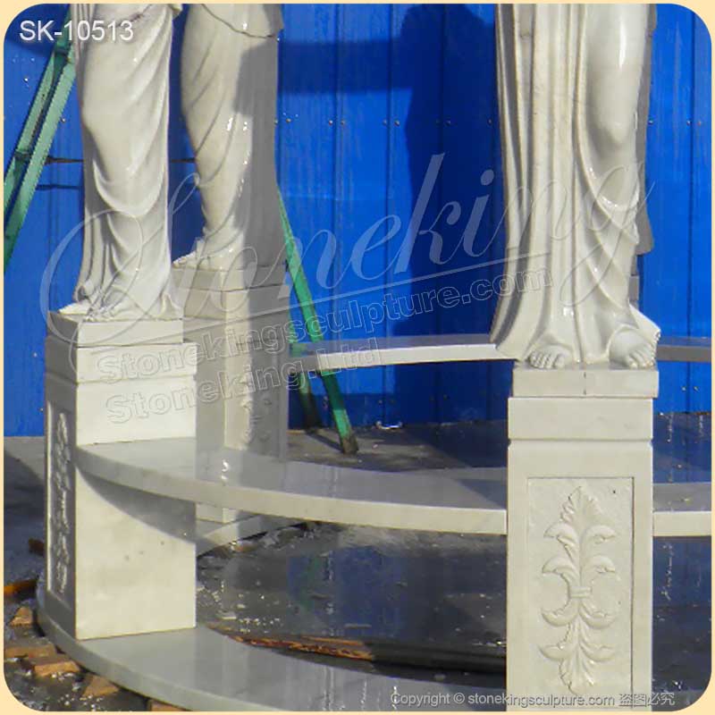 Manufacturer Top quality White Marble Outdoor Backyard Gazebo with Greek Woman Statues for sale