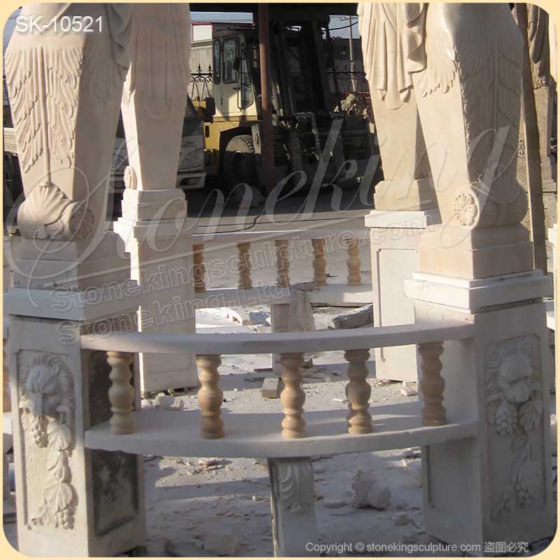 Factory Supply Hand Carved Marble Outdoor Patio Gazebo with Female Sculptures for sale