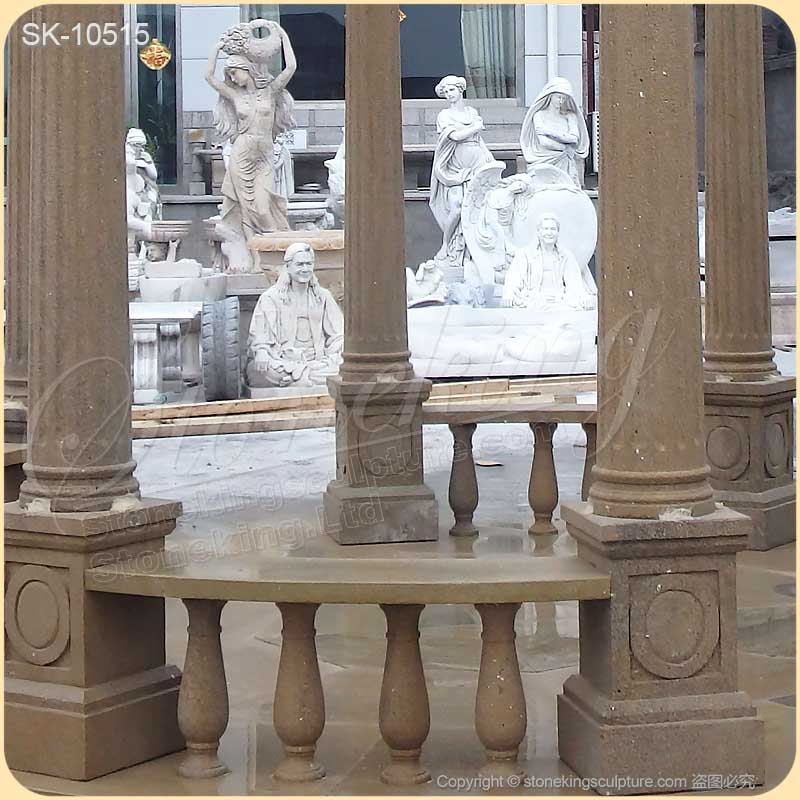 Outdoor Garden Decoration Round Marble Yard Gazebo with Greek Corinthian Columns for sale