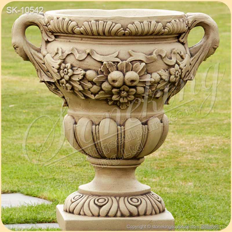 Wholesale Hand Carved Natural Stone Flower Pot for Outdoor Garden Decoration for sale