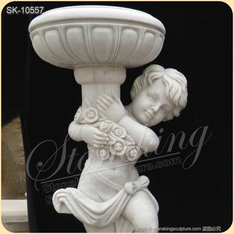 Manufactuerer Hand Carved Children Statues Outdoor Marble Flower Pots for sale