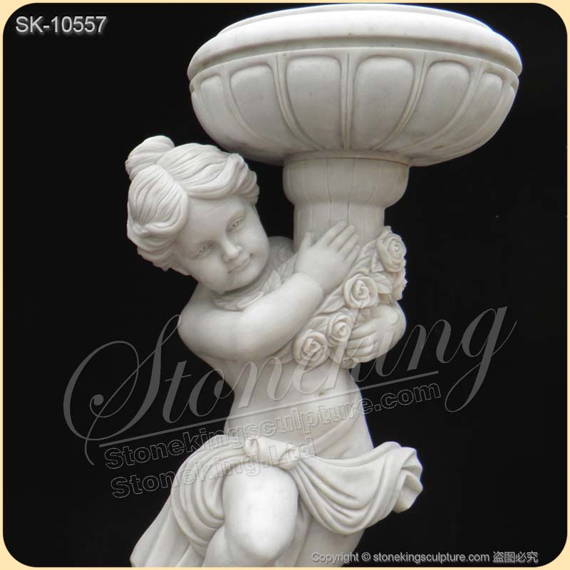 Manufactuerer Hand Carved Children Statues Outdoor Marble Flower Pots for sale