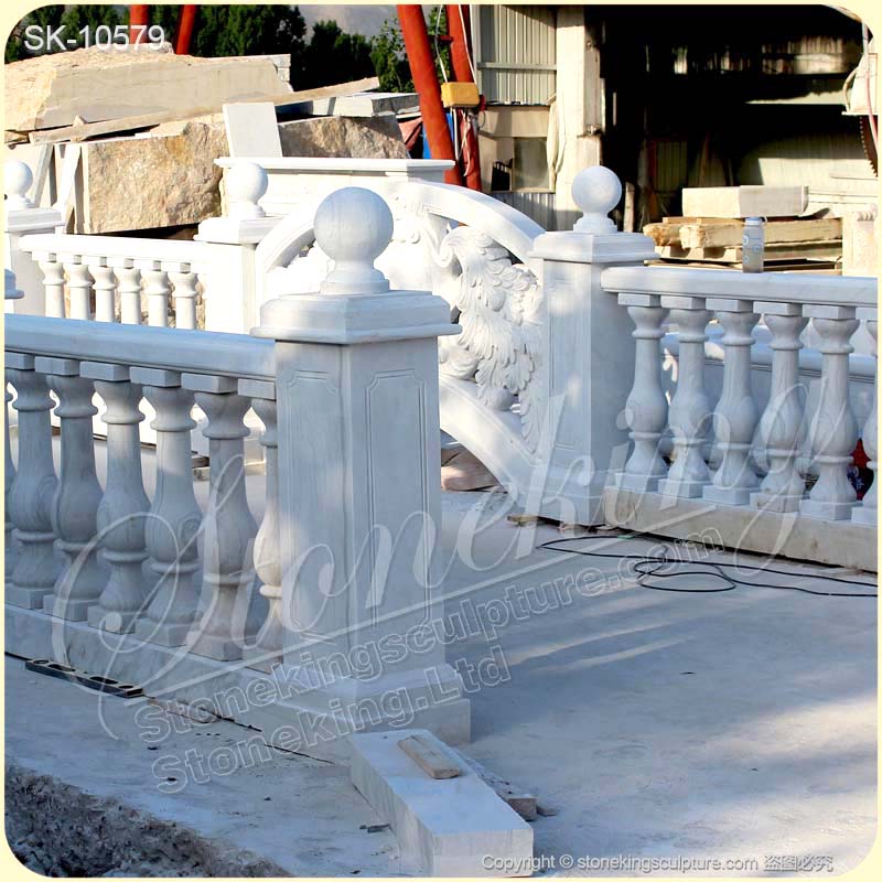 Factory Supplier Outdoor Natural White Marble Balustrade Railing for sale