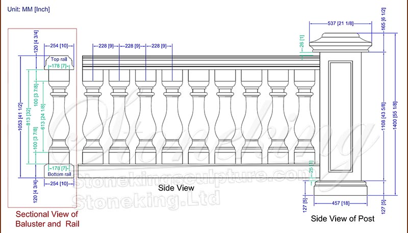 Natural Granite Stone Balustrade and Stair Railings for outdoor and balcony for sale