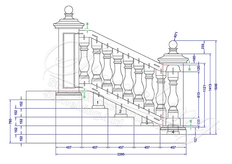 Natural Granite Stone Balustrade and Stair Railings for outdoor and balcony for sale