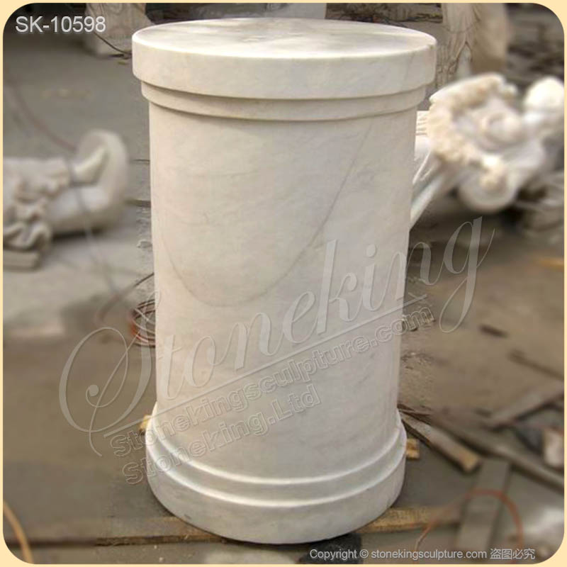 Simple Design Natural White Marble Pedestal Column for Outdoor or Home Decoration for sale