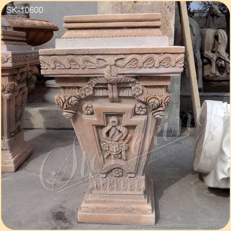 Hand Carved Solid Marble Outdoor Garden Pedestal Base for Statue or Planter for sale