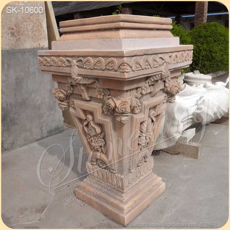 Hand Carved Solid Marble Outdoor Garden Pedestal Base for Statue or Planter for sale