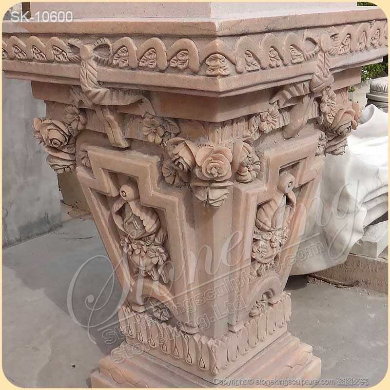 Hand Carved Solid Marble Outdoor Garden Pedestal Base for Statue or Planter for sale