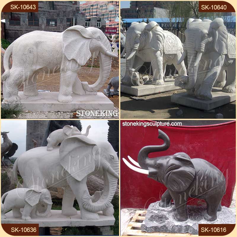 Hand Carved White Small Marble Elephant Sculpture for Home Decor for sale