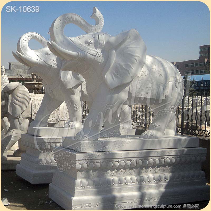 Manufacturer White Marble Large Elephant Statue for Outdoor Garden and Home Decor for sale