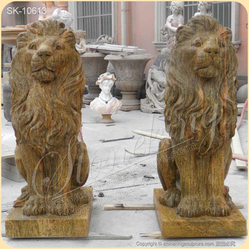 Factory Price Cheap Natural Marble Garden Lion Statues for Outside House for sale