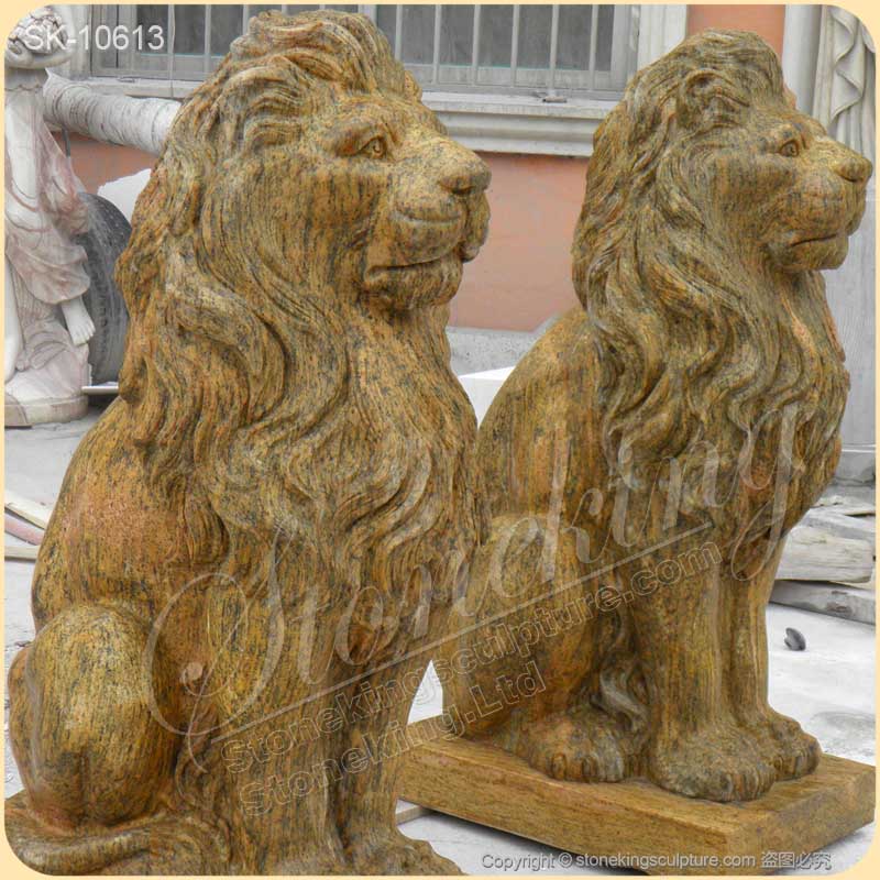 Factory Price Cheap Natural Marble Garden Lion Statues for Outside House for sale