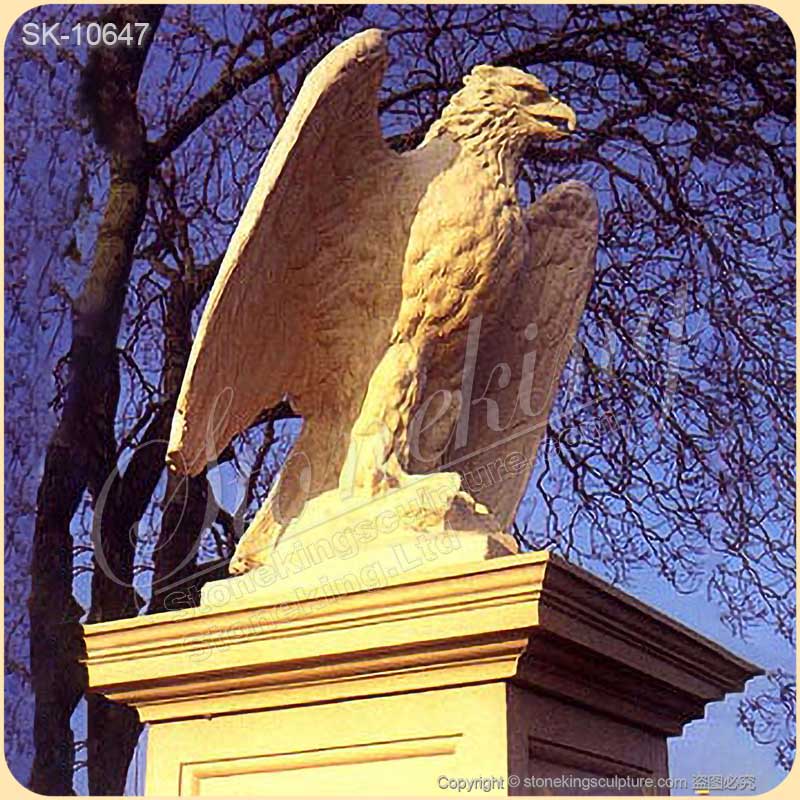 Manufacturer Hand Carved Natural Marble Eagle Statue for Outdoor Garden for sale