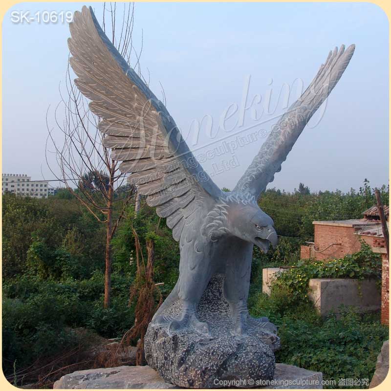 Manufacturer Hand Carved Natural Marble Eagle Statue for Outdoor Garden for sale