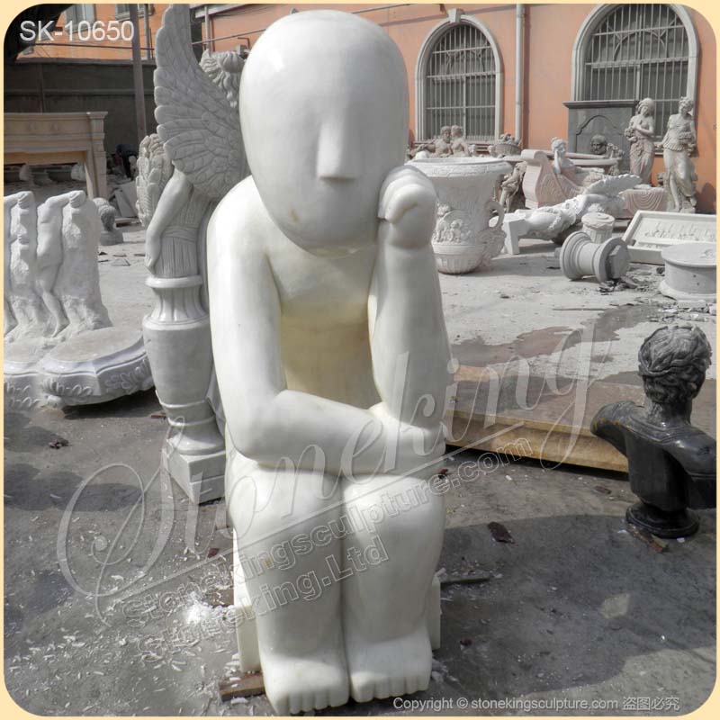 Factory Supplier Outdoor White Marble Abstract Thinker Statue for Home Decor for sale