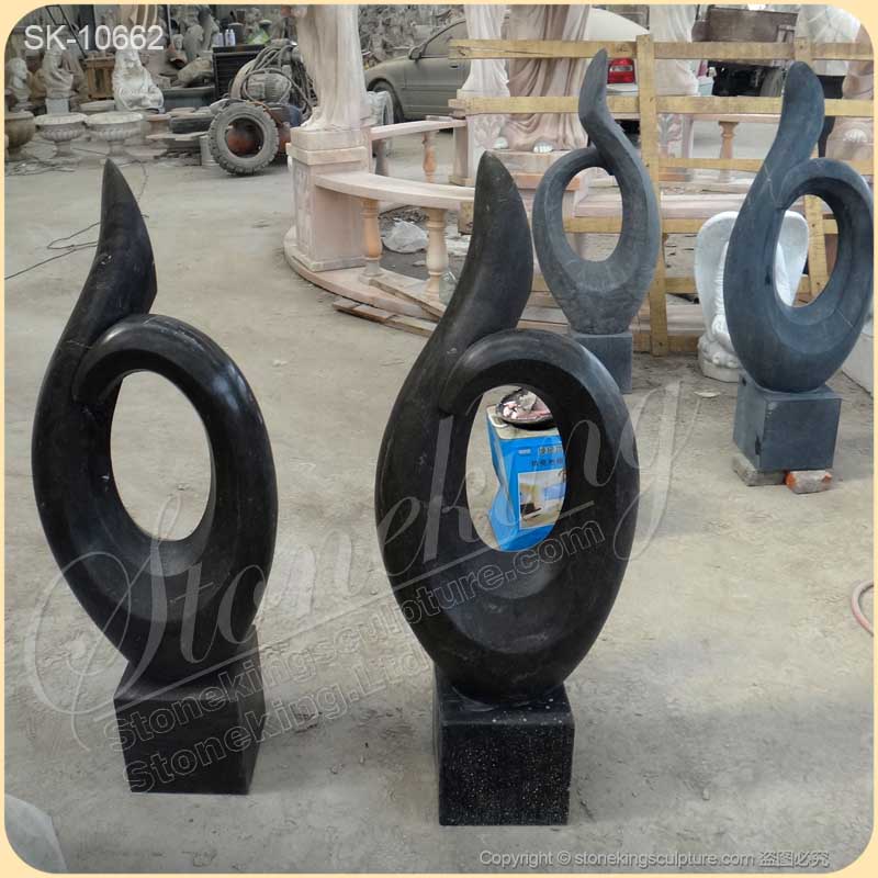 Outdoor Black Marble Modern Abstract Sculpture Art for Garden and Home decor for sale