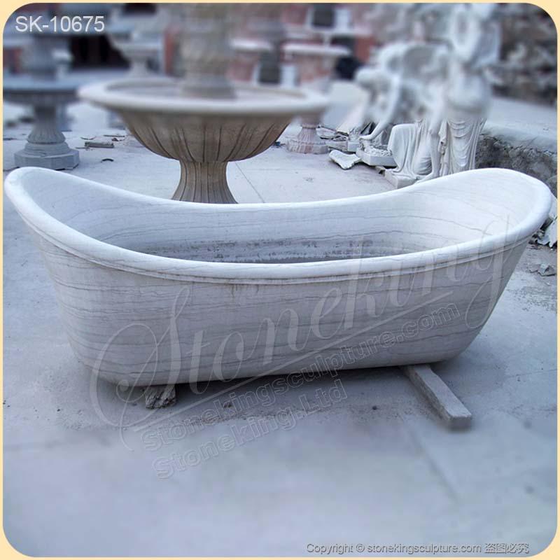 Factory Price Natural Stone White Marble Oval Freestanding Bathtub for sale