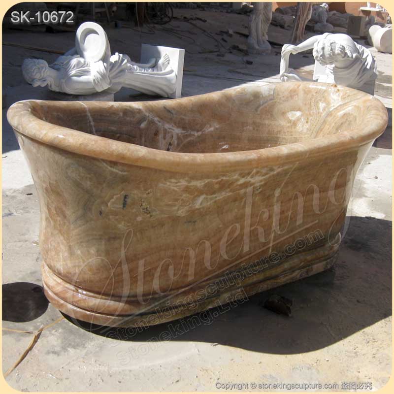 Large Contemporary Freestanding Solid Marble Soaking Tub for Bathroom for sale