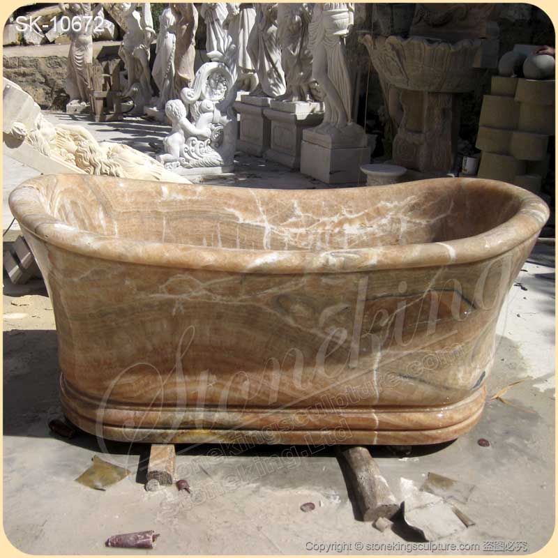 Large Contemporary Freestanding Solid Marble Soaking Tub for Bathroom for sale