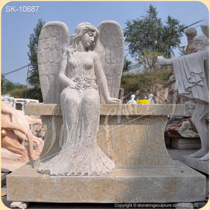 Manufacturer Granite Headstone of Cemetery Angel Statue for Gravesite for sale