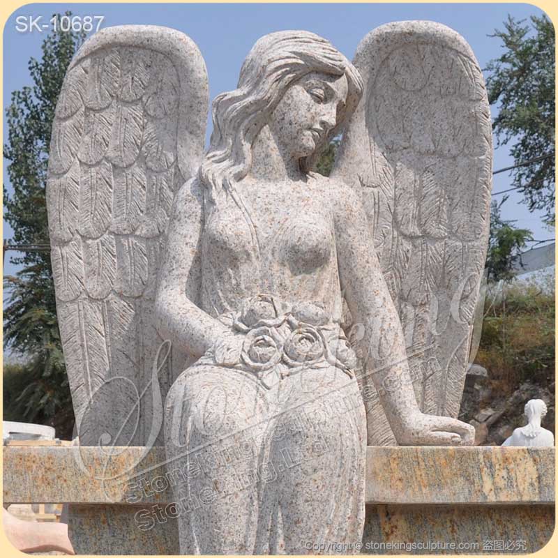 Manufacturer Granite Headstone of Cemetery Angel Statue for Gravesite for sale