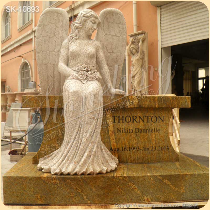 Manufacturer Granite Headstone of Cemetery Angel Statue for Gravesite for sale