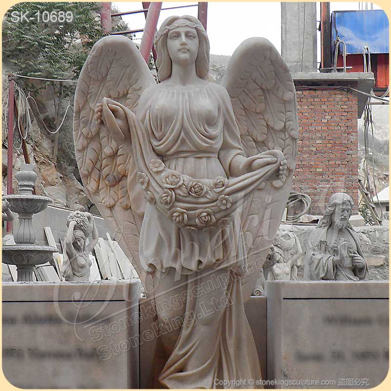 Factory Supply Solid Marble Outdoor Personalized Memorial Angel Statue for Cemetery for sale