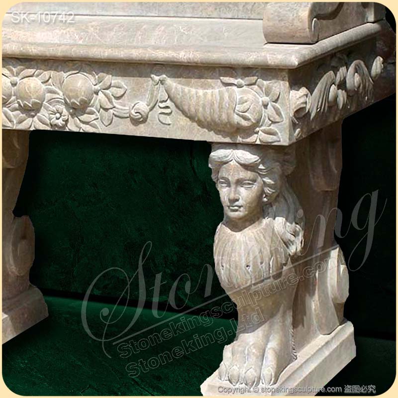 Hand Carved Antique Marble Sink Basin with Sphinx and Pedestals for Bathroom for sale