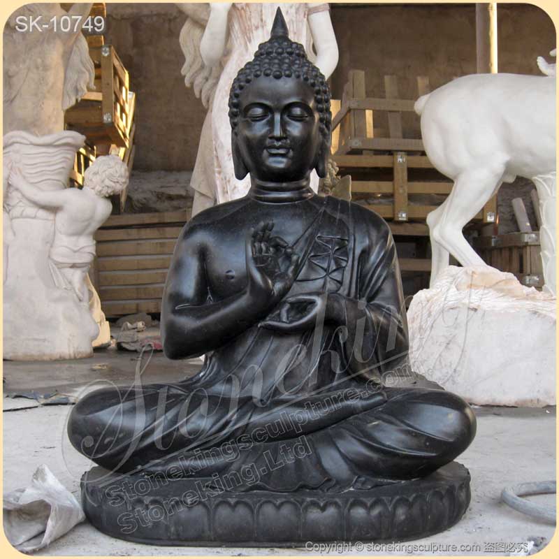 Manufacturer Solid Marble Black Buddha Statue for Outdoor Garden and Home Decor for sale