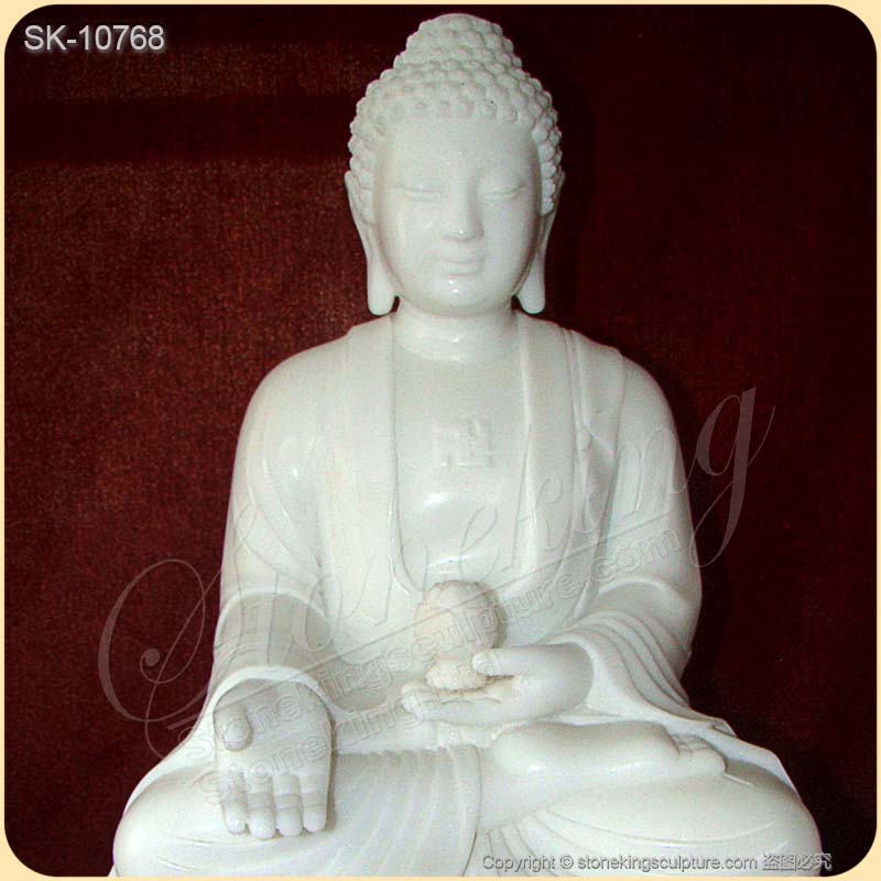 Factory Price Solid White Marble Stone Buddha Statue for Garden and Home Decor for sale