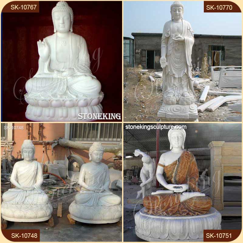 Factory Price Solid White Marble Stone Buddha Statue for Garden and Home Decor for sale