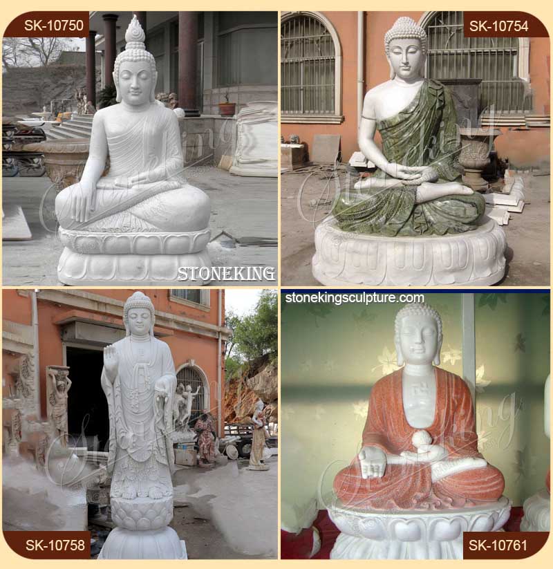 Factory Price Solid White Marble Stone Buddha Statue for Garden and Home Decor for sale