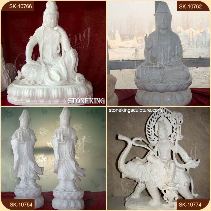 Factory Supply Large Outdoor White Marble Standing Kuan Yin Statue for Garden Decor for sale